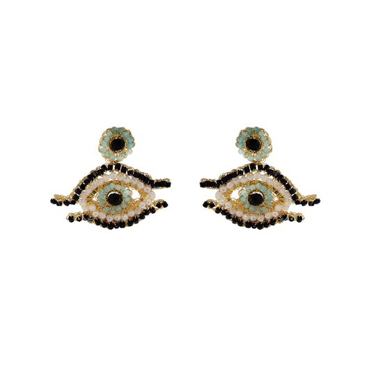 Brinco de Crochê Evil Eye Dourado Sale