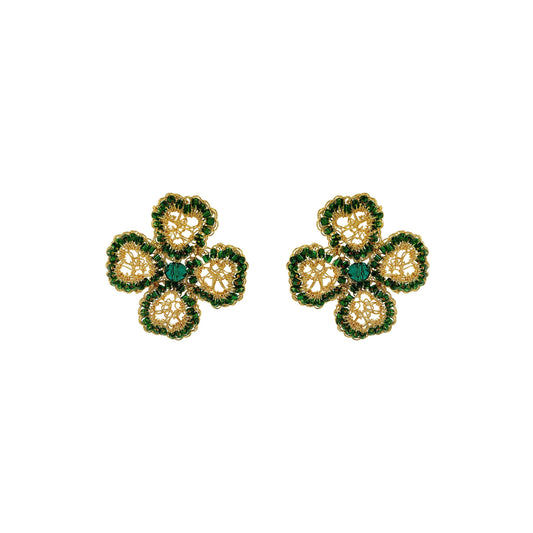 Brinco de Crochê Lucky Clover Dourado