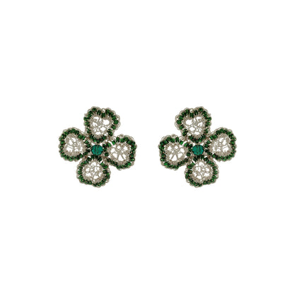 Brinco de Crochê Lucky Clover Palladium