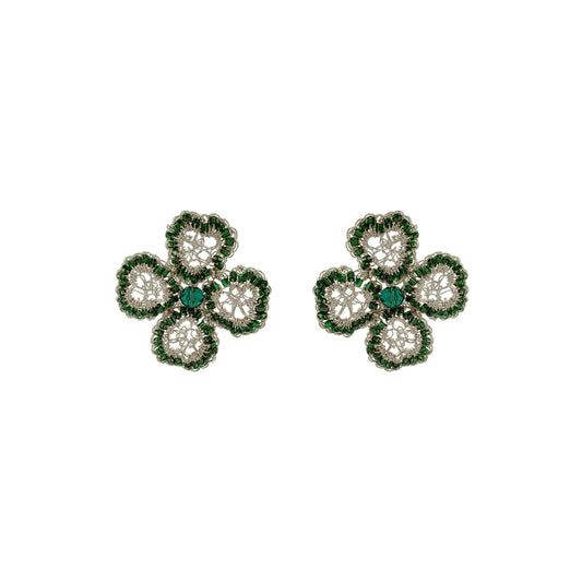 Brinco de Crochê Lucky Clover Palladium