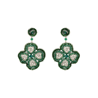 Brinco de Crochê Lucky Clover Dangle Palladium