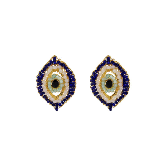 Brinco de Crochê Evil Eye Post Dourado