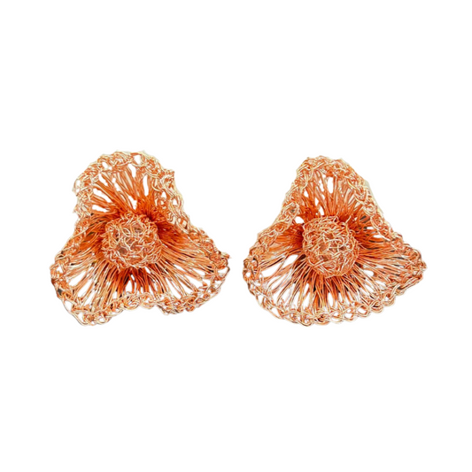 Brinco de Crochê Flor Buttercup Rosê