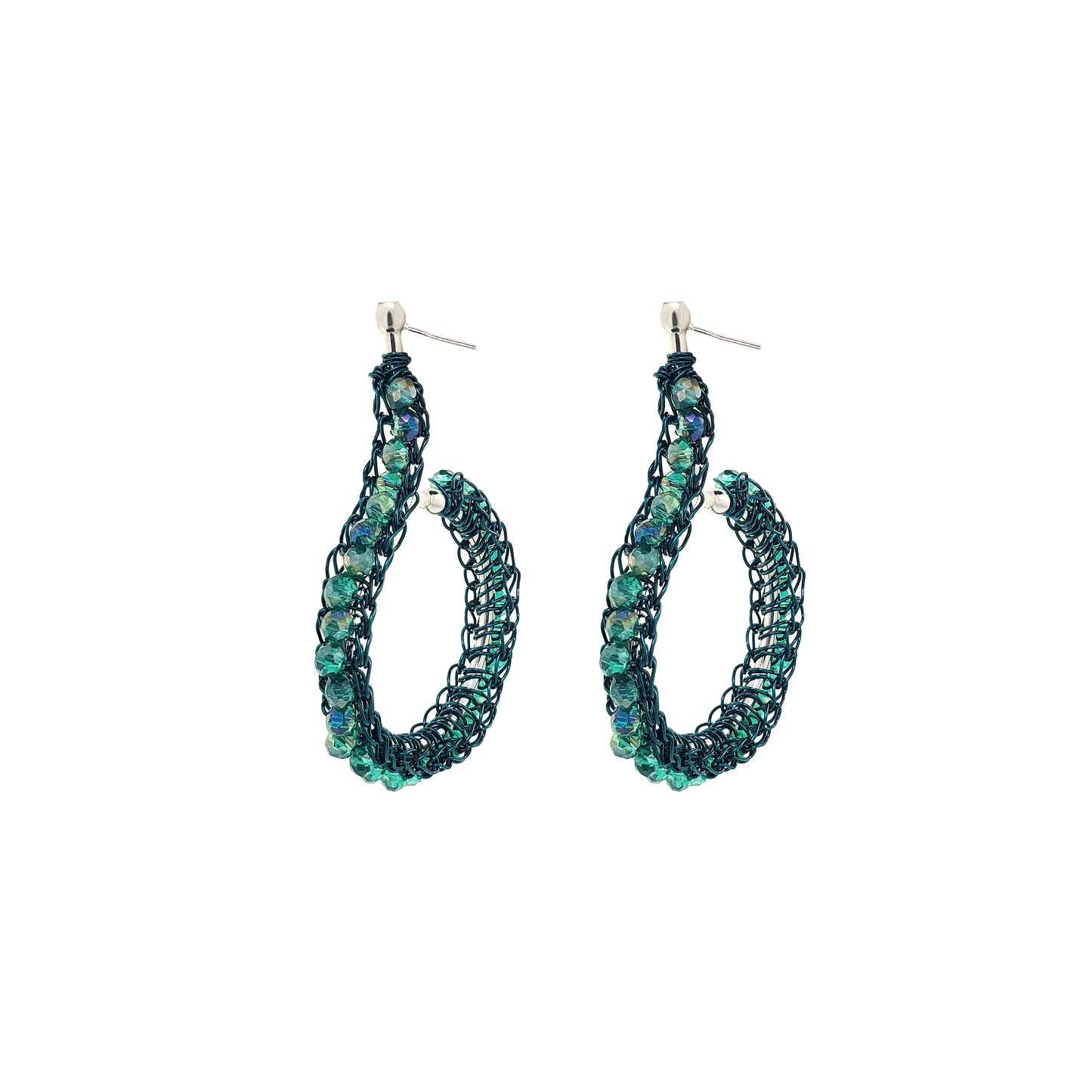 Brinco de Crochê Argola Verde Sale