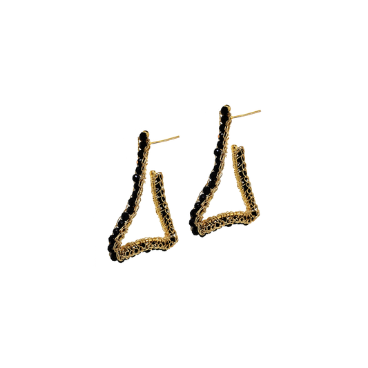 Brinco de Crochê Argola Triangular Preto Sale