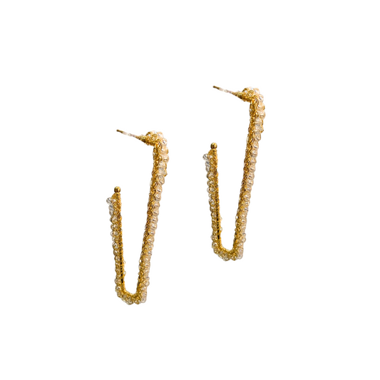 Brinco de Crochê Argola Retangular Cristal Sale