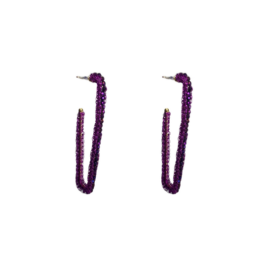 Brinco de Crochê Argola Retangular Roxo Sale