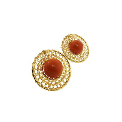 Brinco de Crochê Esfera Duo Laranja