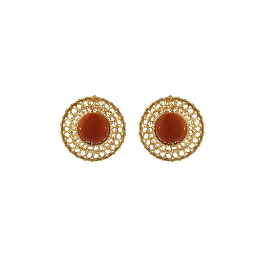 Brinco de Crochê Esfera Duo Laranja