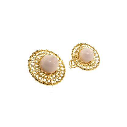 Brinco de Crochê Esfera Duo Creme