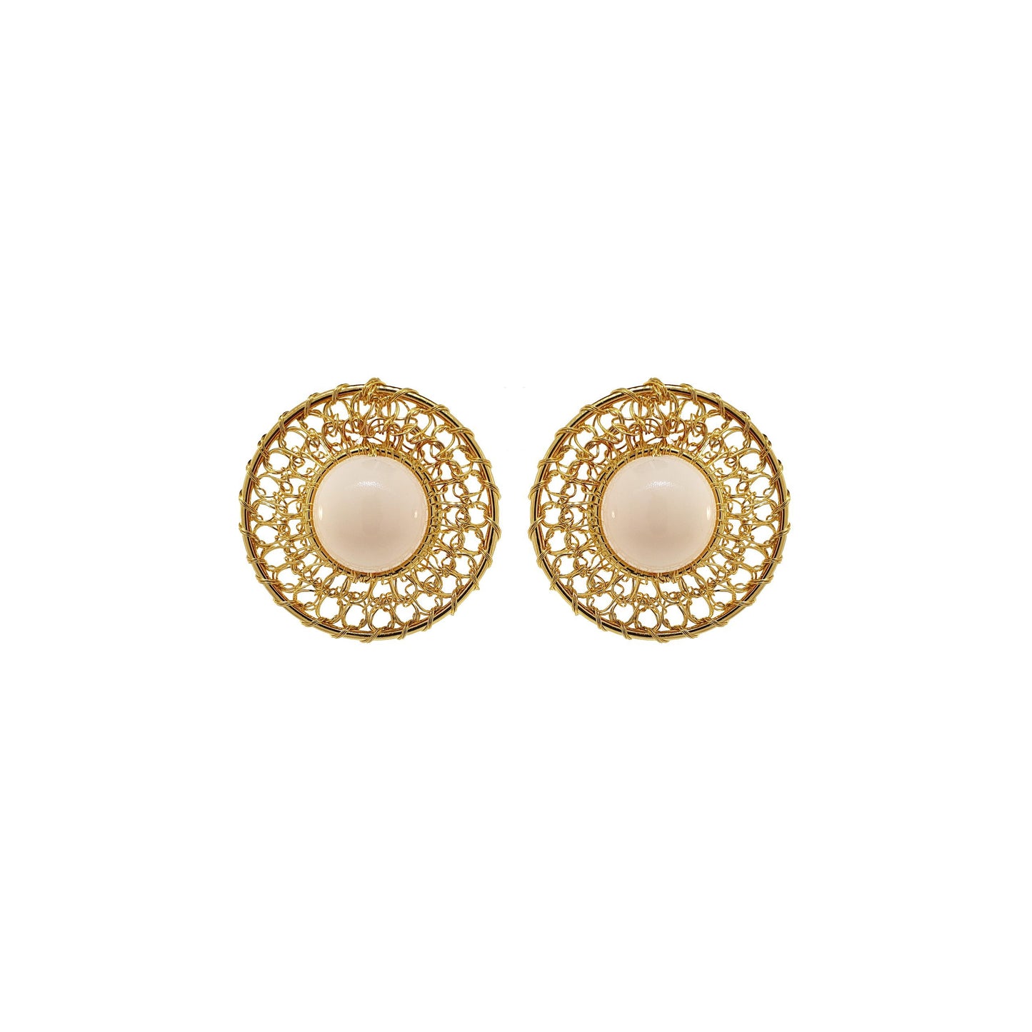 Brinco de Crochê Esfera Duo Creme