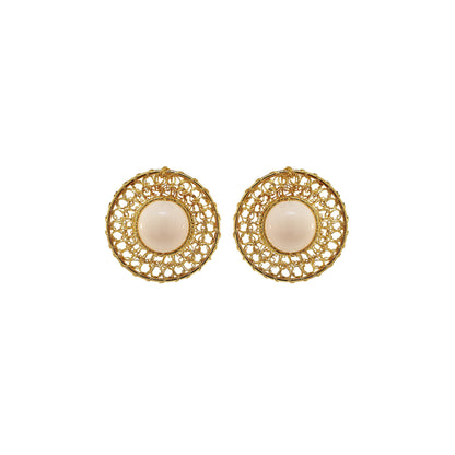 Brinco de Crochê Esfera Duo Creme
