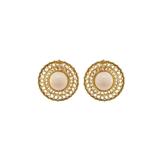 Brinco de Crochê Esfera Duo Creme