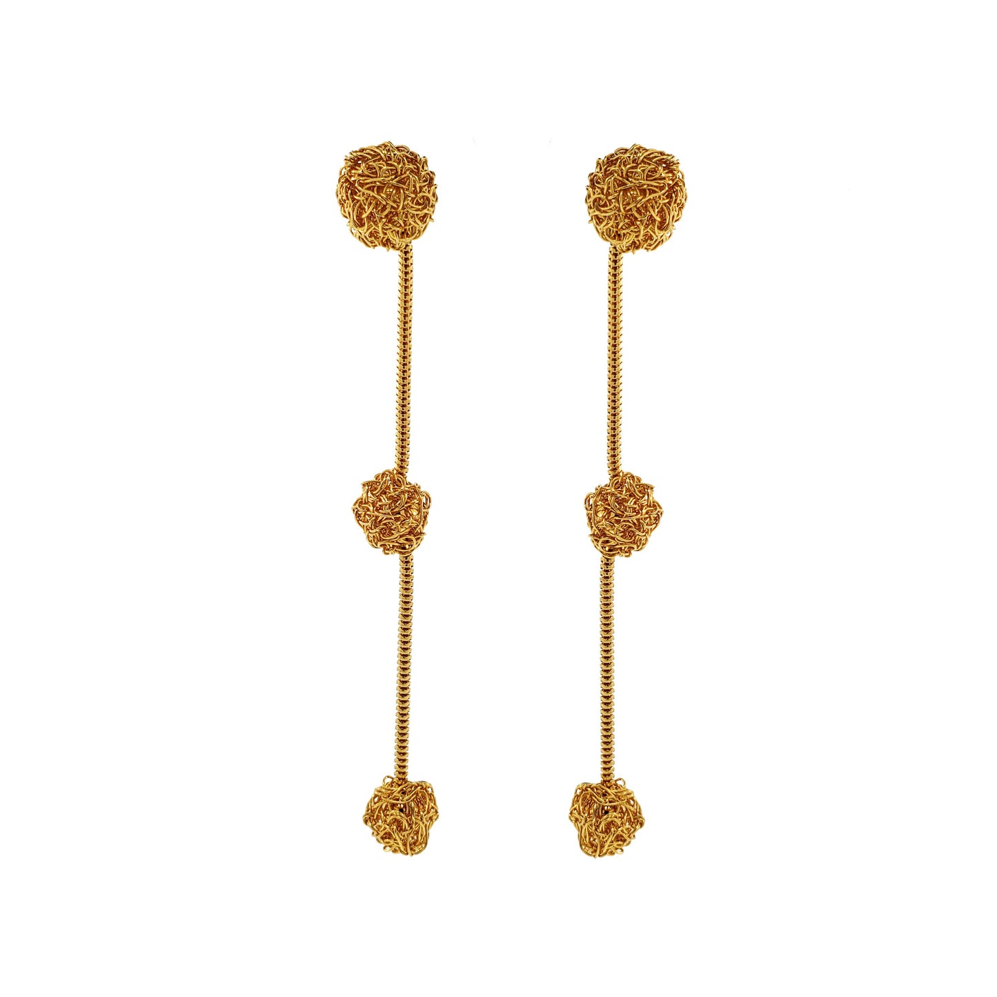 Brinco de Crochê Esferas Luxury Dourado