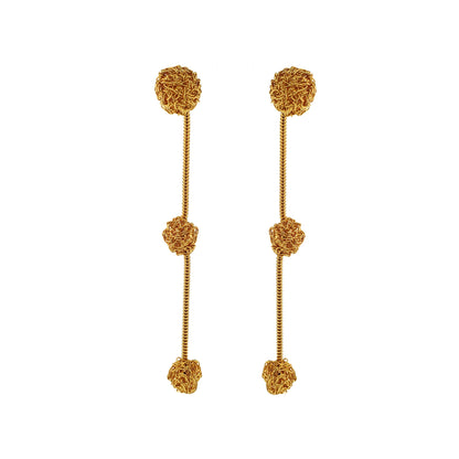Brinco de Crochê Esferas Luxury Dourado