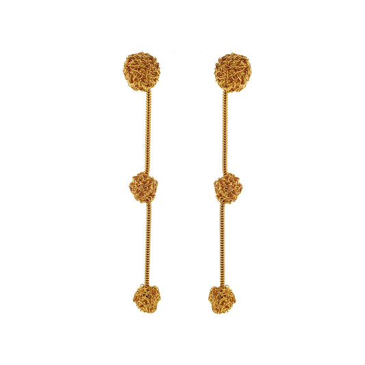 Brinco de Crochê Esferas Luxury Dourado