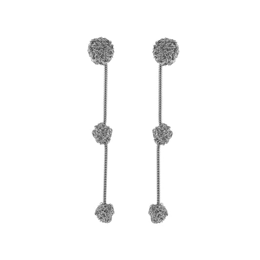 Brinco de Crochê Esferas Luxury Palladium