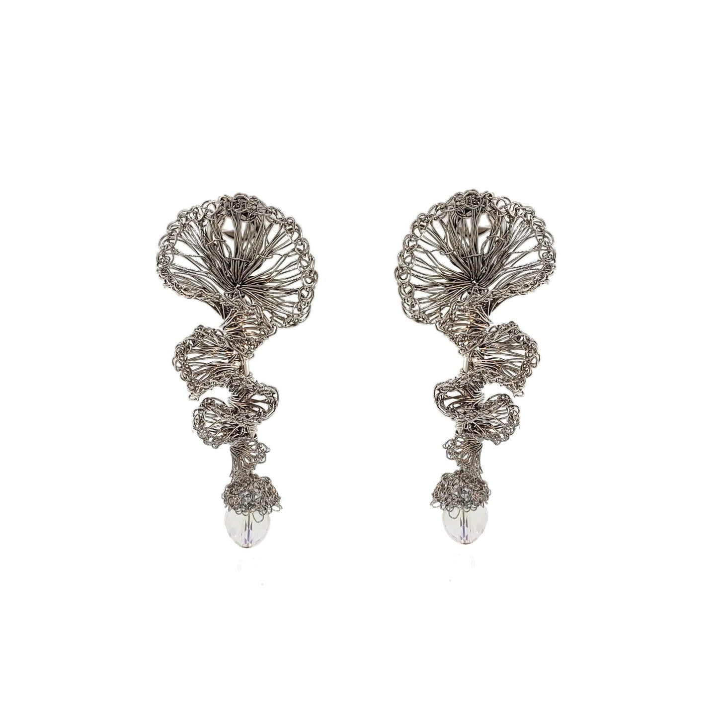 Brinco de Crochê Jabot Geométrico Palladium Pequeno