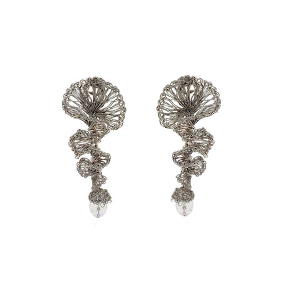 Brinco de Crochê Jabot Geométrico Palladium Pequeno