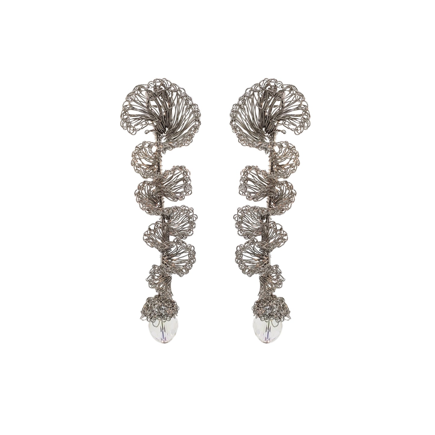 Brinco de Crochê Jabot Geométrico Palladium