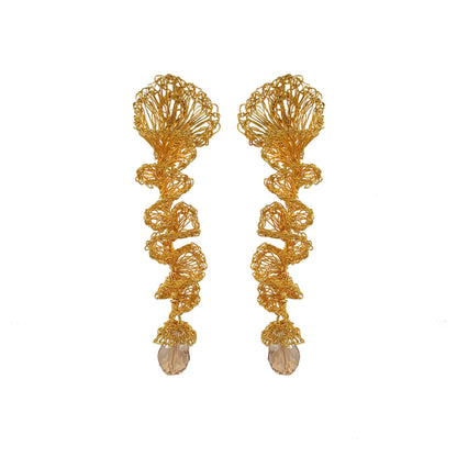 Brinco de Crochê Jabot Geométrico Dourado