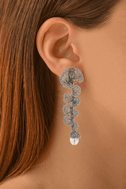 Brinco de Crochê Jabot Geométrico Palladium