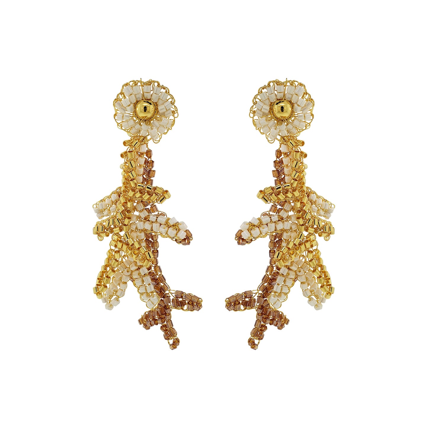 Brinco de Crochê Raízes Pequeno Golden Mix