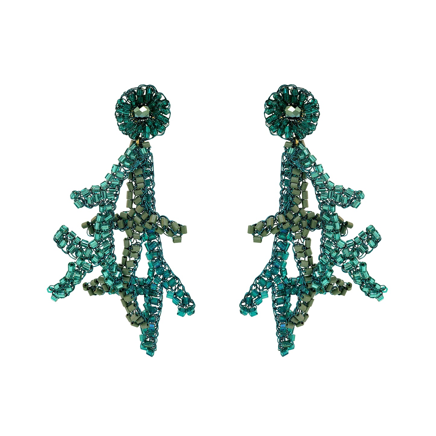 Brinco de Crochê Coral Teal