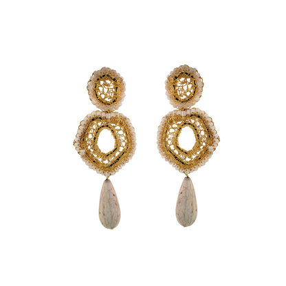 Brinco de Crochê Petra Pêndulo Dourado