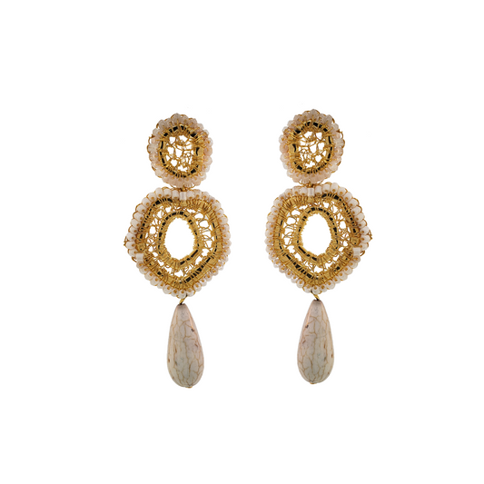 Brinco de Crochê Petra Pêndulo Dourado