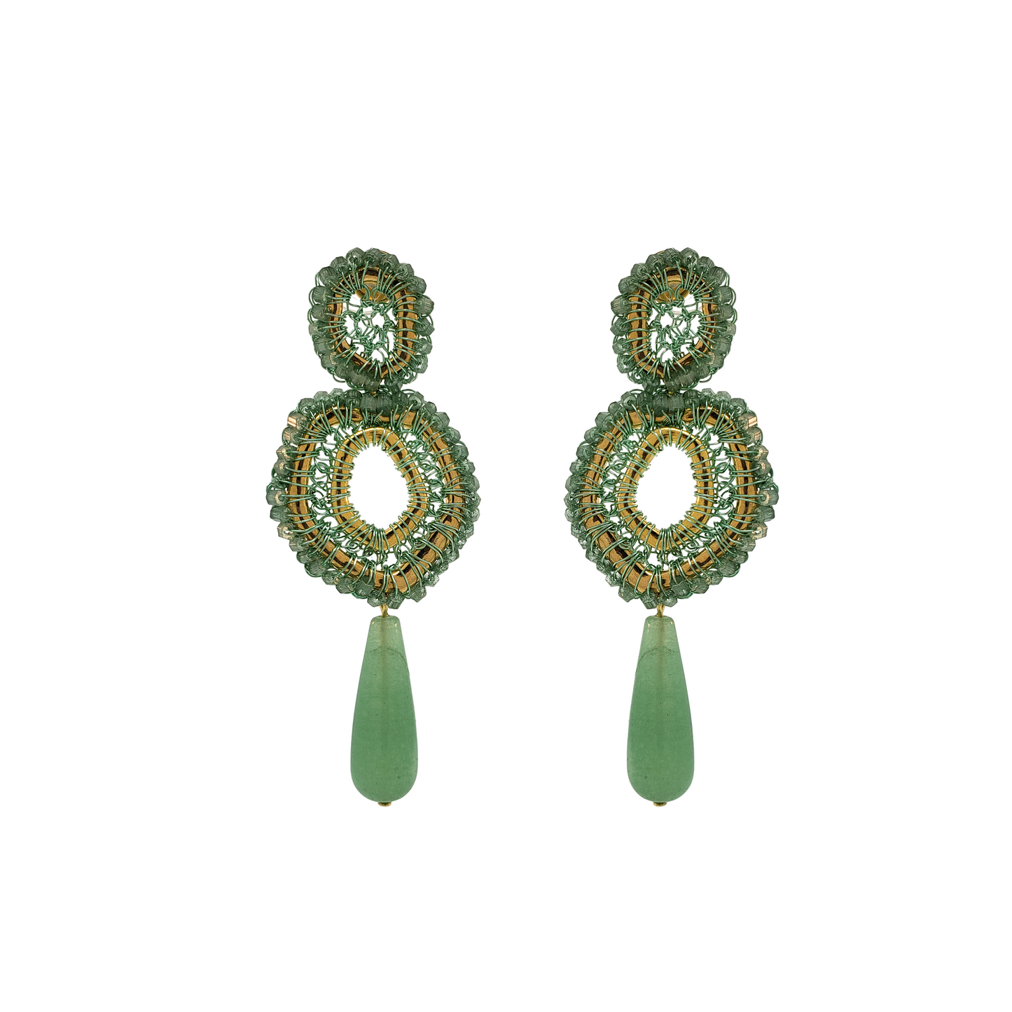 Brinco de Crochê Petra Pêndulo Mint