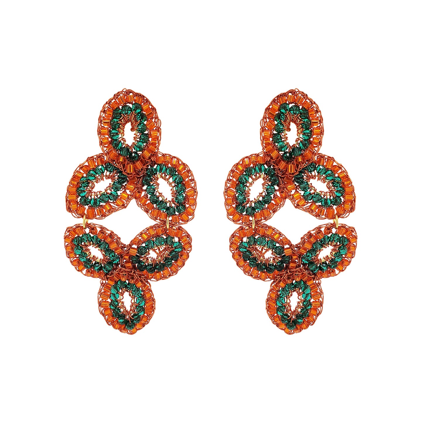 Brinco de Crochê Element Laranja Mystic Forest