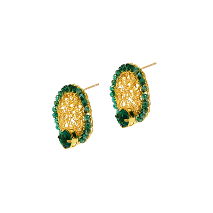 Brinco Prisma Mandala Pequeno Esmeralda