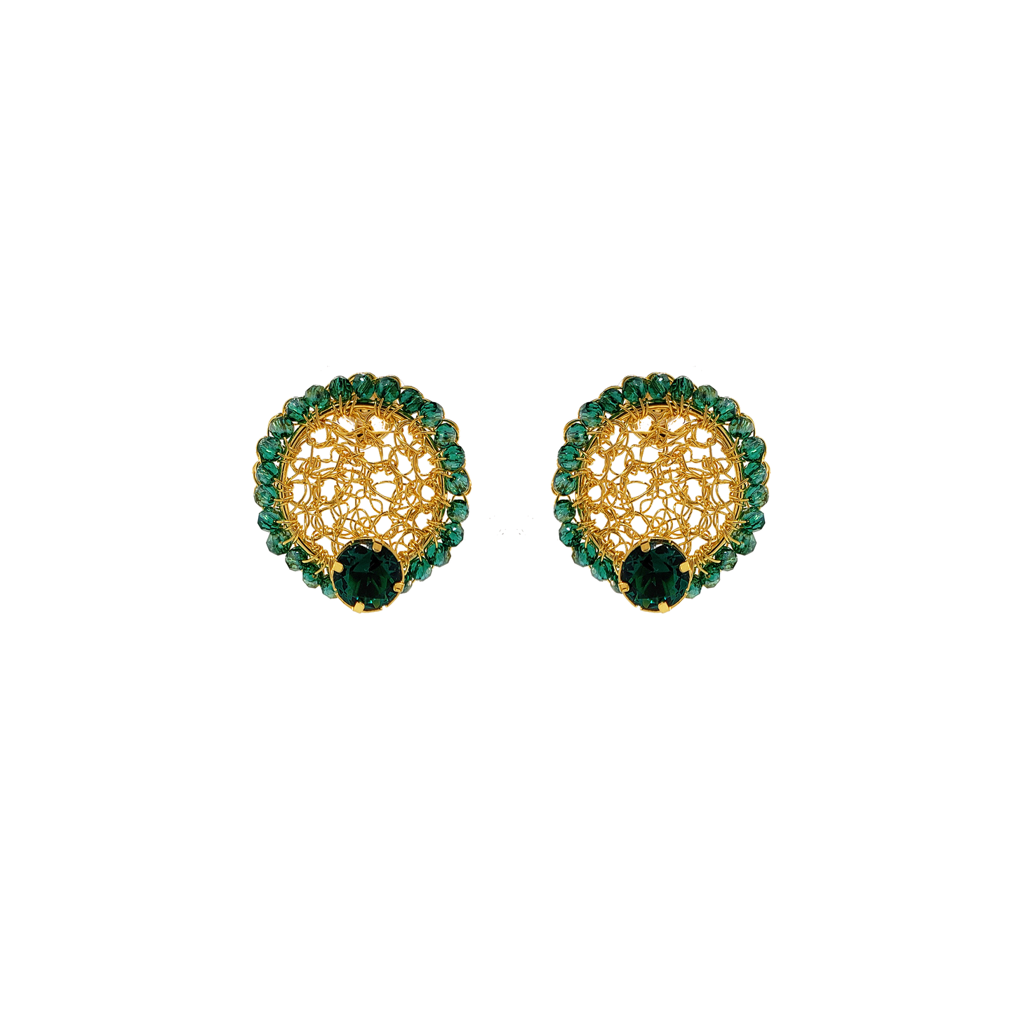 Brinco Prisma Mandala Pequeno Esmeralda