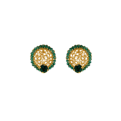 Brinco Prisma Mandala Pequeno Esmeralda