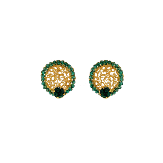 Brinco Prisma Mandala Pequeno Esmeralda