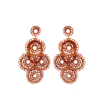 Brinco de Crochê Mandalas em Camada Médio Laranja