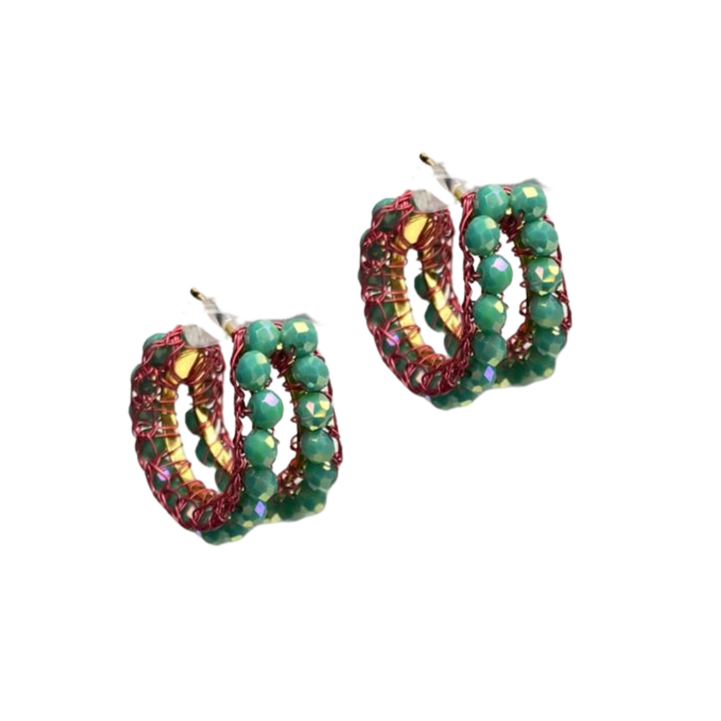 Brinco de Crochê Nina Verde e Rosa Sale