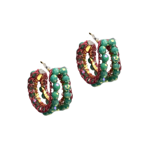 Brinco de Crochê Nina Verde e Rosa Sale