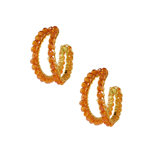 Brinco Argola Dupla Laranja com Dourado