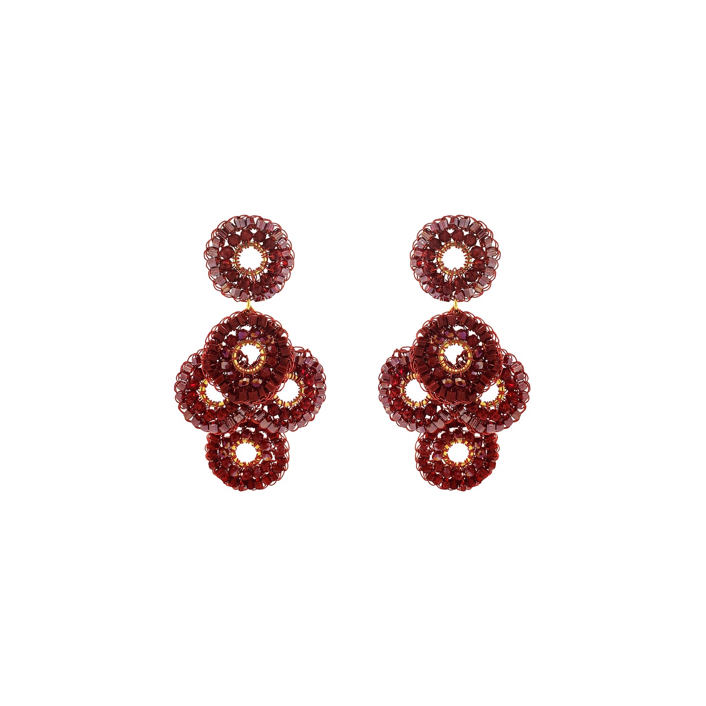 Brinco de Crochê Crimson Orbit Infinite Love - Burgundy
