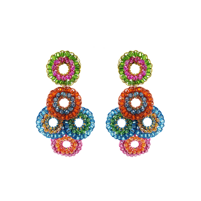 Brinco de Crochê Mandalas de Cristal em Camadas