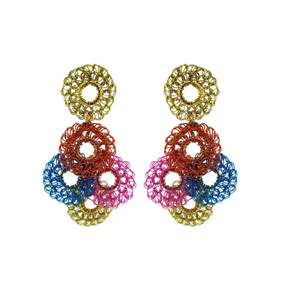 Brinco de Crochê Mandalas em Camadas Mini Confetti