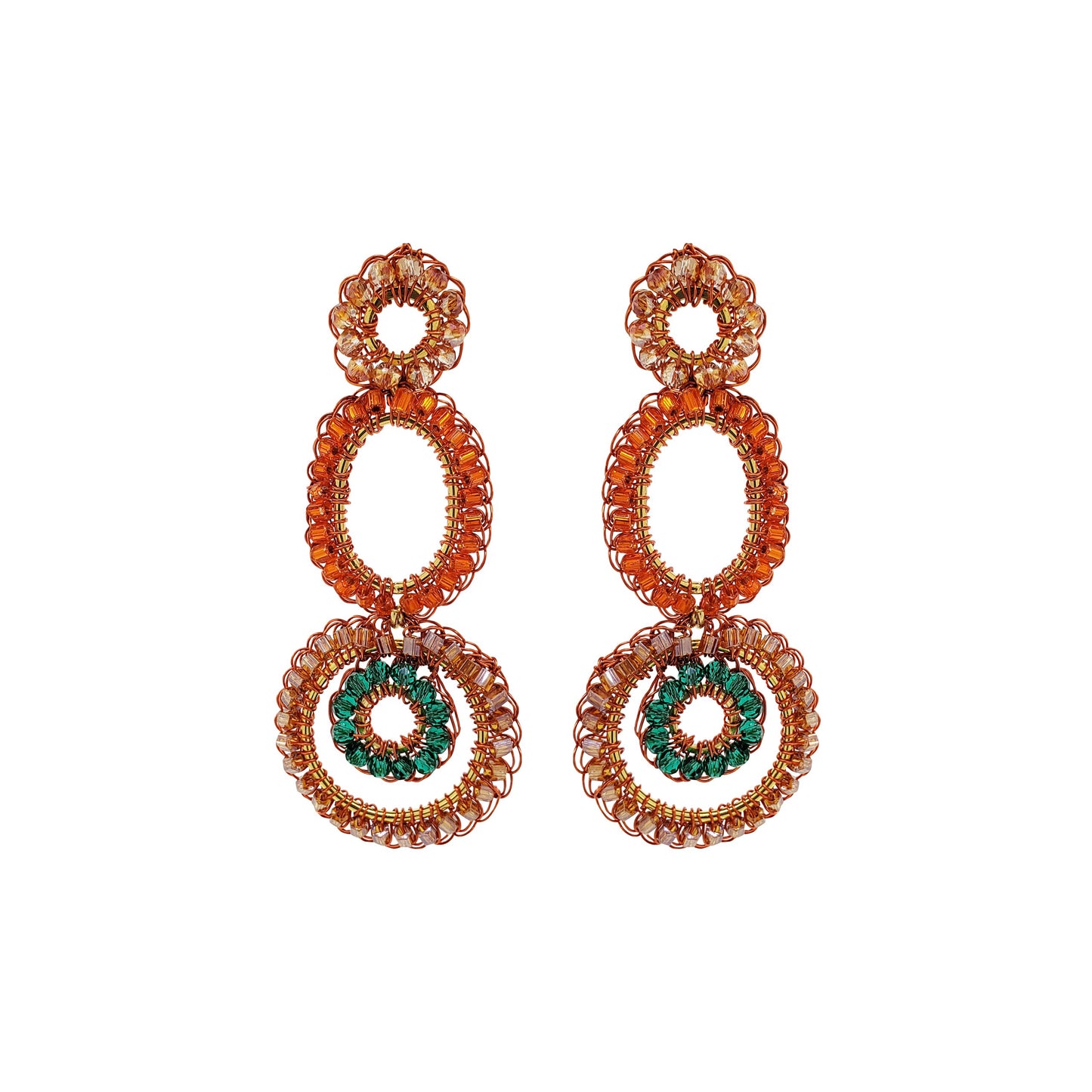 Brinco de Crochê Ciclos Laranja Mystic Forest