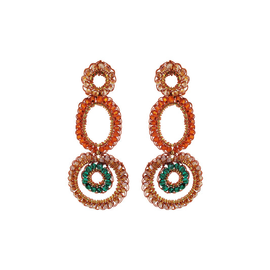 Brinco de Crochê Ciclos Laranja Mystic Forest