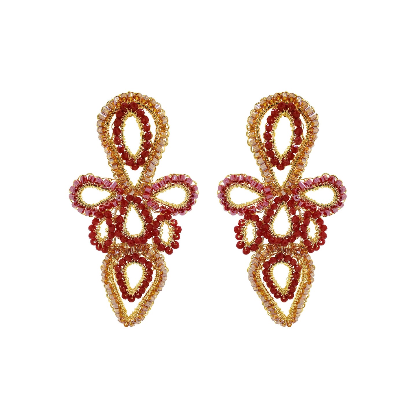 Brinco de Crochê Camélia Vermelho Mystic Forest