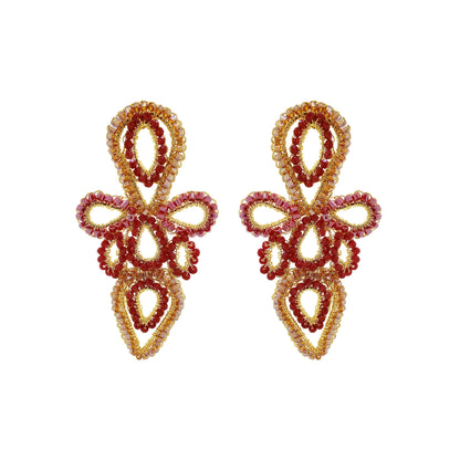 Brinco de Crochê Camélia Vermelho Mystic Forest
