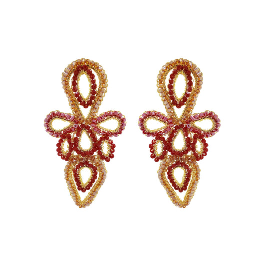 Brinco de Crochê Camélia Vermelho Mystic Forest