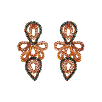 Brinco de Crochê Camélia Laranja Mystic Forest