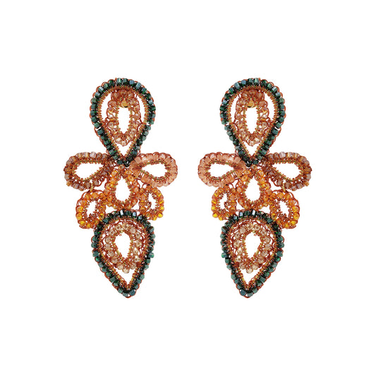 Brinco de Crochê Camélia Laranja Mystic Forest